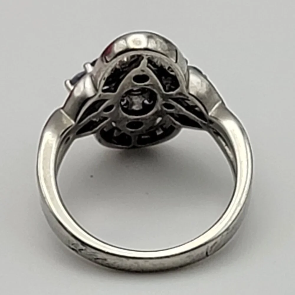 Vintage 925 Sterling Silver And Amethyst Cocktail Ring Size 8